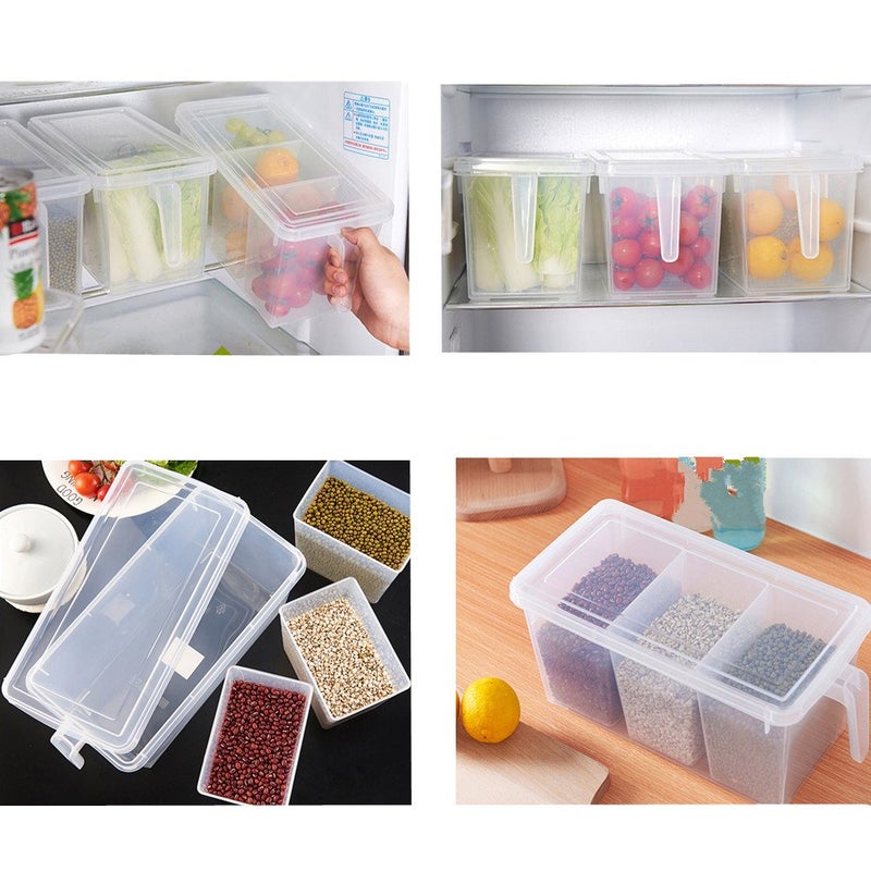 MineSign 2 Pack Plastic Divided Veggie Storage Containers with Lids and Handles for Fridge Storage Organizer Boxes for Refrigerator Produce Beans Fruits Organzation - Image 4